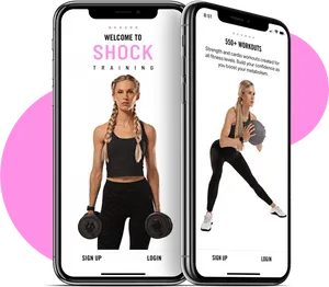 Fitness App Promotion Shock Training PNG image