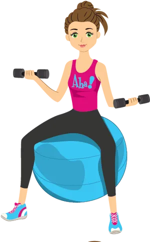 Fitness Ball Dumbbell Workout PNG