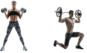 Fitness Duo Weightlifting Workout PNG image