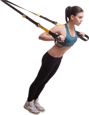 Fitness Enthusiast Using Suspension Trainer PNG image