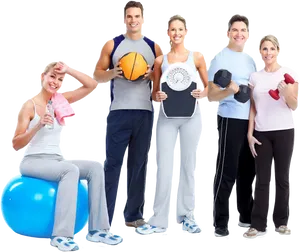 Fitness Group Various Exercise Equipment PNG