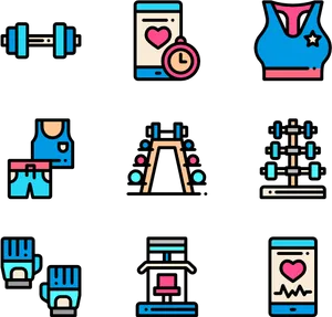 Fitness Icons Set PNG image