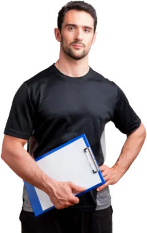 Fitness Instructor With Clipboard PNG