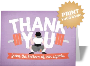 Fitness Thank You Card PNG image