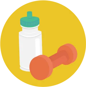 Fitness Water Bottleand Dumbbell Icon