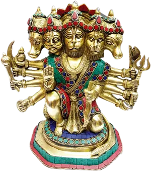 Five Faced Hanuman Statue PNG image