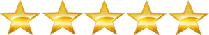 Five Gold Stars Rating PNG image