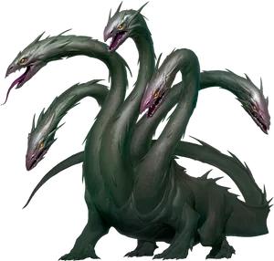Five Headed Hydra Illustration PNG image