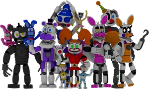 Five Nightsat Freddys Character Assembly PNG image