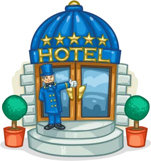Five Star Hotel Entrance Cartoon PNG image