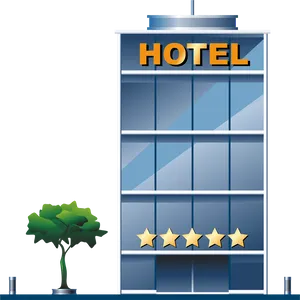 Five Star Hotel Facade Illustration PNG image
