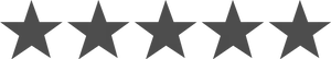 Five Star Rating Blackand Gray PNG image