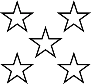 Five White Stars Black Background PNG image
