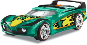 Flame Decaled Hot Wheels Car PNG image