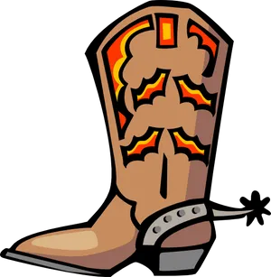 Flame Design Cowboy Boot Illustration PNG