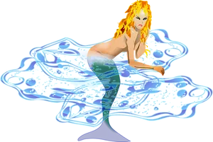 Flame Haired_ Mermaid_ Art PNG image