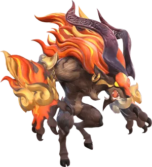 Flame Maned_ Mythical_ Beast PNG image