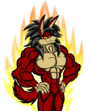 Flaming_ Anthro_ Coyote_ Character PNG image