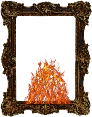 Flaming Artworkin Ornate Frame PNG image