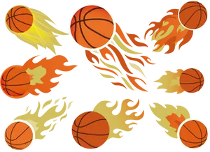 Flaming Basketballs Vector PNG