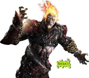 Flaming_ Deity_ God_of_ War_ Character PNG image