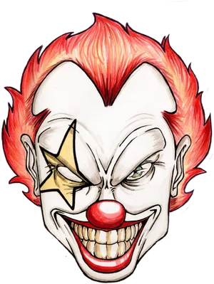 Flaming Hair Clown Illustration