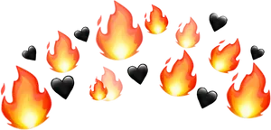 Flaming_ Hearts_ Pattern PNG image