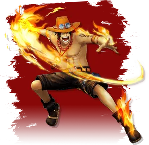 Flaming Leg Anime Character PNG image