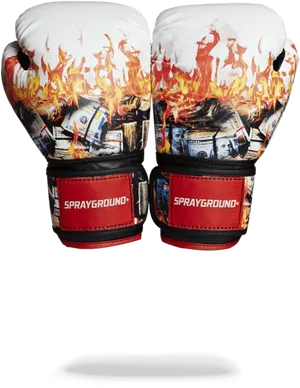 Flaming Money Boxing Gloves PNG image