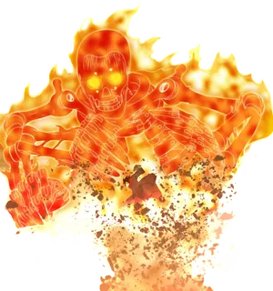 Flaming Skeleton Artwork PNG image