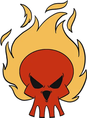 Flaming_ Skull_ Cartoon_ Vector PNG