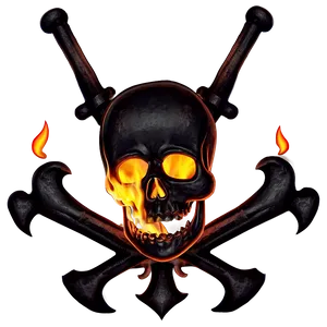 Flaming Skulland Crossbones PNG