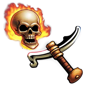 Flaming Skulland Crossed Sabers PNG