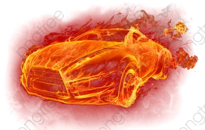 Flaming Sports Car Illustration