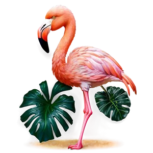 Flamingo And Hibiscus Flowers Png 05062024 PNG image