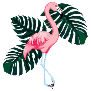 Flamingo And Palm Leaves PNG 06292024 PNG