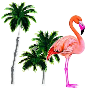 Flamingo And Palm Trees Png Mkn66 PNG image