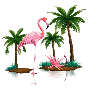 Flamingo And Palm Trees Png Uyr PNG image