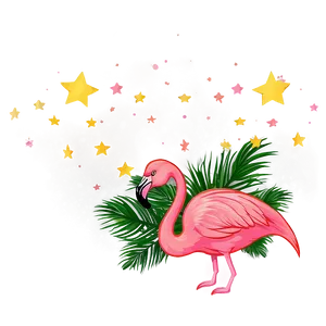 Flamingo And Stars Night PNG 05062024 PNG