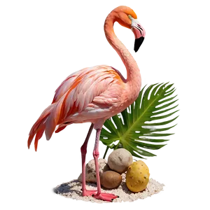 Flamingo And Tropical Beach Sunset PNG 19 PNG