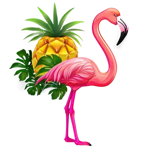 Flamingo And Tropical Fruit PNG 06272024