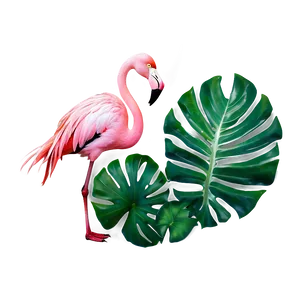Flamingo And Tropical Leaves PNG Cdn32 PNG