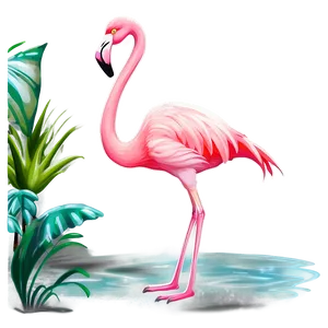 Flamingo Beach Scene PNG 05062024