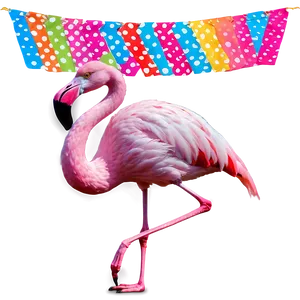 Flamingo Birthday Banner PNG Bqs