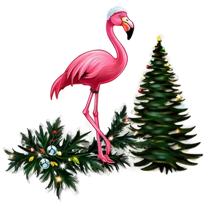 Flamingo Christmas Theme PNG Rxk PNG