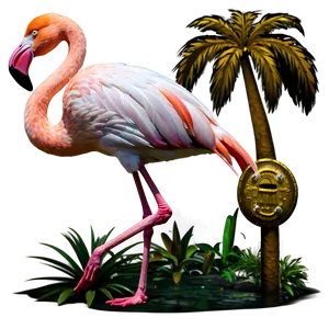 Flamingo In Tropical Paradise PNG Xxu34
