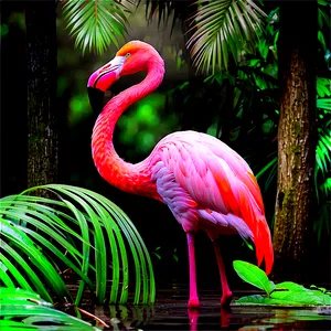 Flamingo In Tropical Rainforest PNG Heh53 PNG