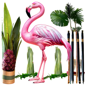 Flamingo Tropical Garden Party PNG 61
