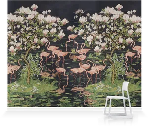 Flamingosand Magnolias Wallpaper PNG image