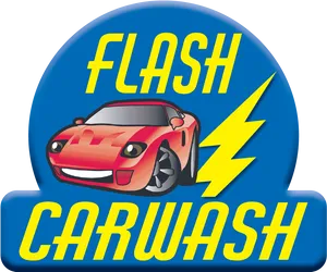 Flash Carwash Logowith Sports Car PNG